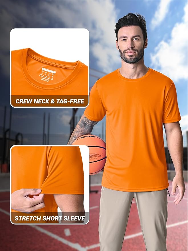MAGCOMSEN Men's Short Sleeve UPF 50+ T-Shirt Quick Dry Rash Guard Athletic Running Swim Top Tee Performance Water Shirts