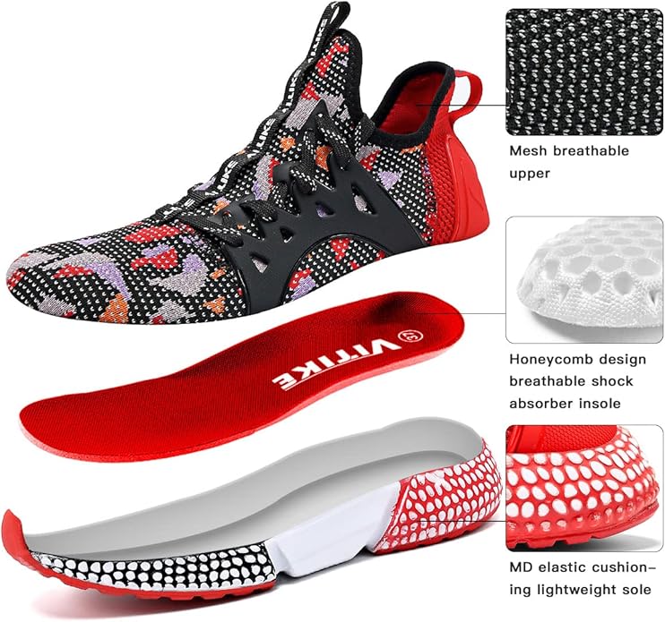 WETIKE Boy's Shoes Mesh Slip on Lightweight Running Sneakers