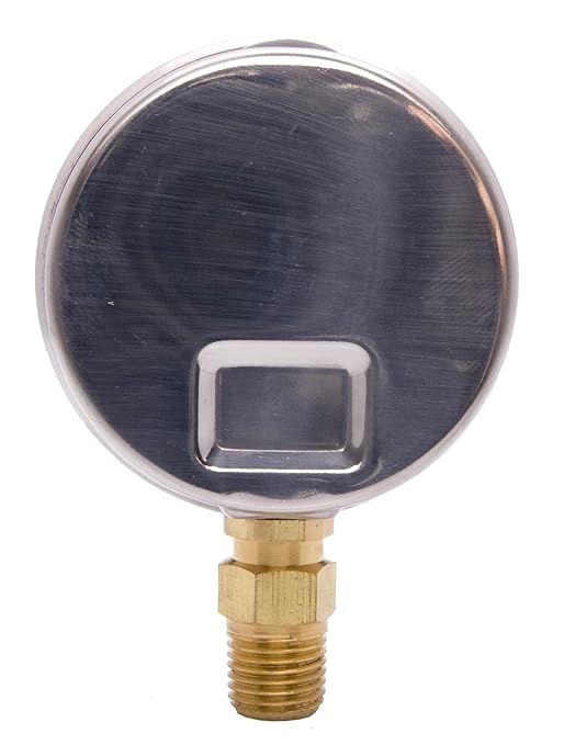 2-1/2" Oil Filled Pressure Gauge - Stainless Steel Case, Brass, 1/4" NPT, Lower Mount Connection, 0-300PSI