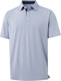 Golf Shirts for Men - Moisture Wicking Short Sleeve Performance Sport Casual Striped Collared Mens Polo Shirt