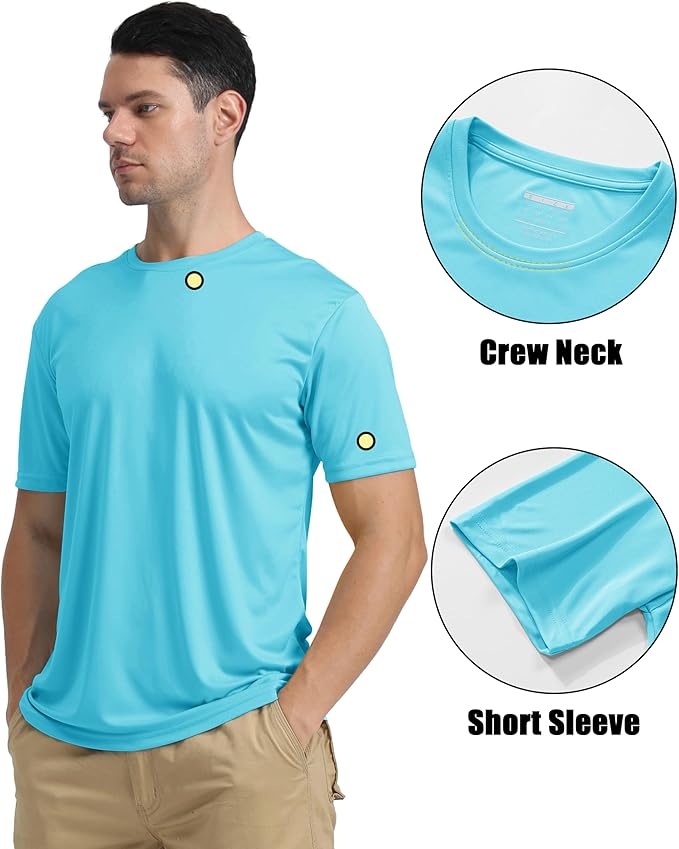 KEFITEVD Men's Short Sleeve UPF 50+ Sun Protection Shirts Quick Dry Rashguard Swim Shirt SPF Workout Fishing Athletic T-Shirt