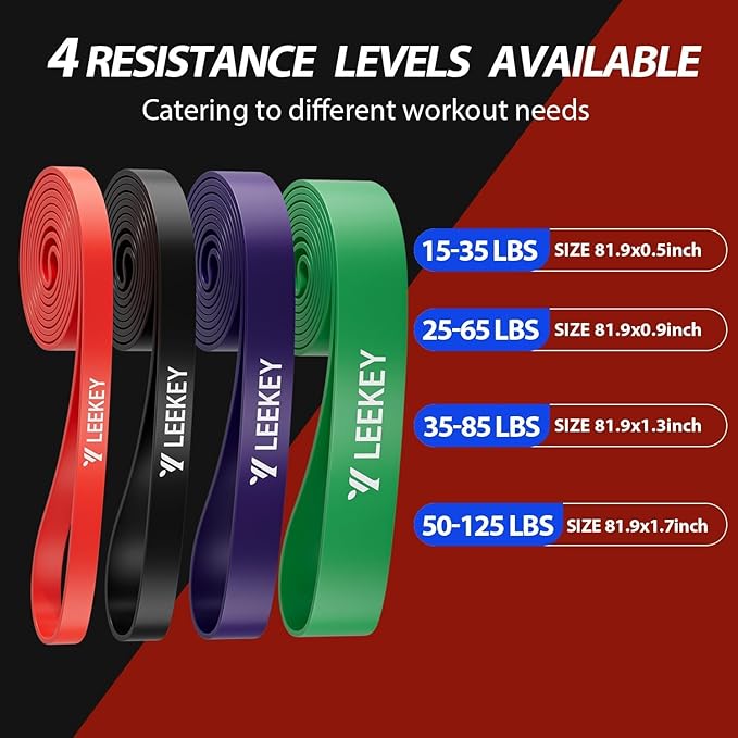LEEKEY Resistance Bands Set for Pull-Up Assistance & Full-Body Training, Multi-Level Exercise Bands with Bag for Home Workouts, Physical Therapy, Strength Training (Men/Women)
