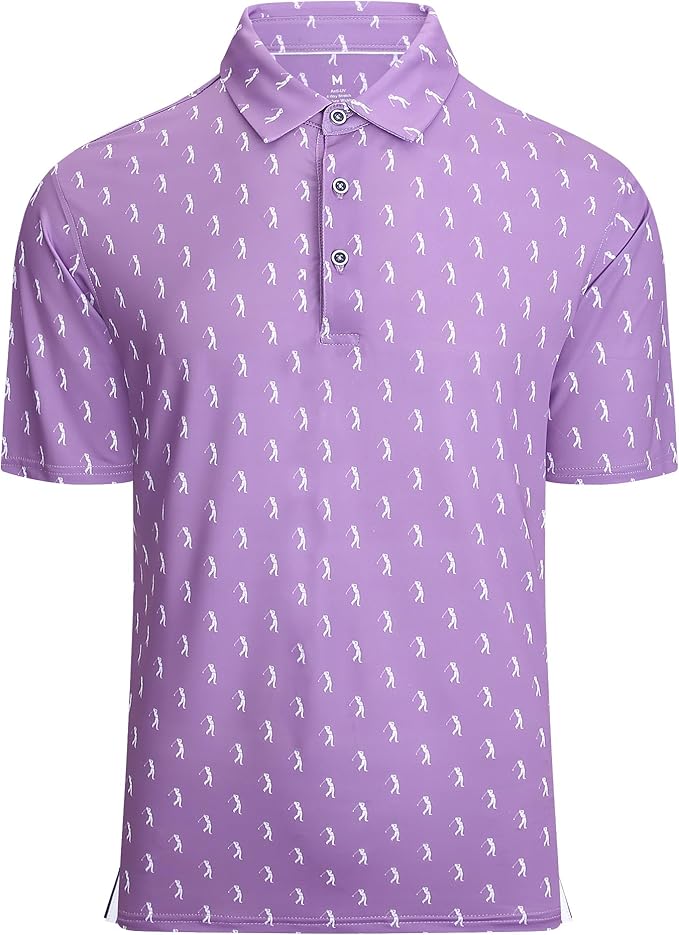 Damipow Premium Golf Shirts for Men Dry Fit Performance Polo Short Sleeve Collared Shirt
