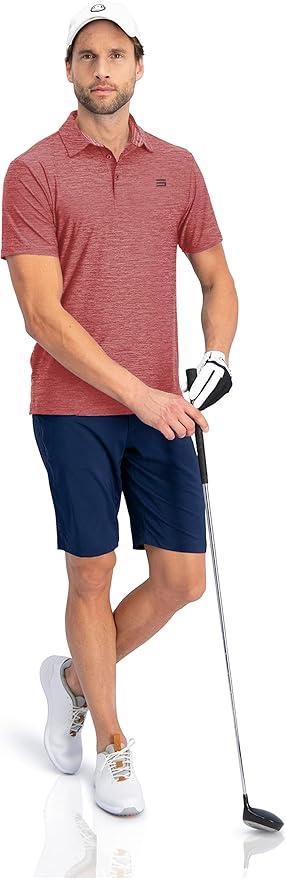 Three Sixty Six Golf Shirts for Men - Dry Fit Short-Sleeve Polo, Athletic Casual Collared T-Shirt