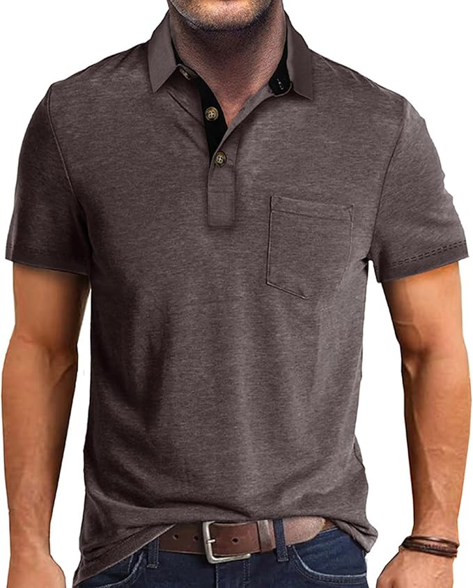 SEGANUP Men's Fashion Polo Shirts Short Sleeve Casual Cotton Golf Shirts Moisture Wicking Polo Shirt with Pocket