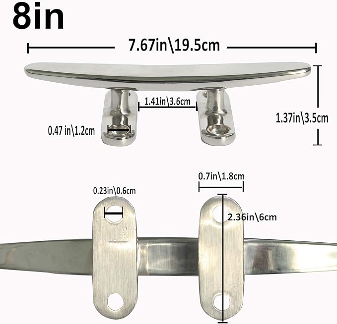 Boat Cleat Open Base Boat Cleat, Dock Cleat All 316 Stainless Steel Boat Mooring Accessories, Free Installation Accessories Screws(4/5 /6/8 inch)