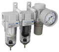 PneumaticPlus SAU230-N02G Three Stage Air Drying System, 1/4" NPT - Particulate Air Filter, Coalescing Filter, Air Pressure Regulator Combo - Poly Bowl, Manual Drain, Bracket, Gauge