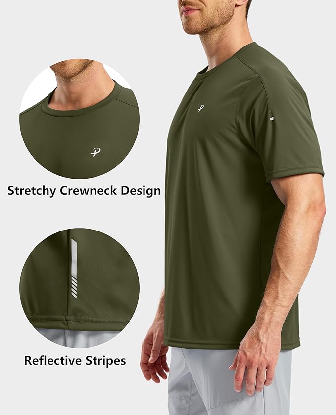 Pudolla Men's Workout Running T-Shirts Lightweight Quick Dry Athletic Gym Shirts for Men Short Sleeve Sport Tee Tops