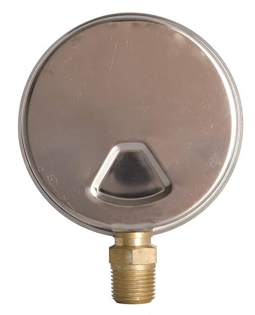 4" Oil Filled Pressure Gauge - Stainless Steel Case, Brass, 1/2" NPT, Lower Mount Connection, 0-600PSI