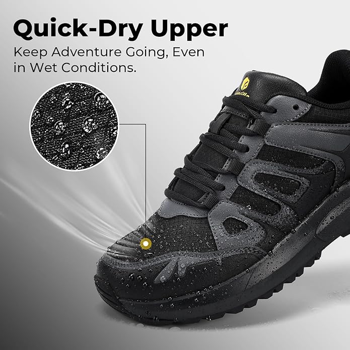 FitVille Men's Wide Hiking Shoes Water Repellent Trekking Trails Outdoor Sneakers Cushioned Lightweight Walking Running Shoes with Arch Support