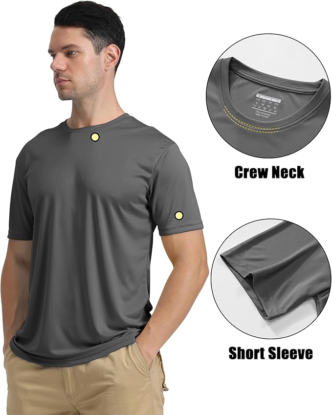 KEFITEVD Men's Short Sleeve UPF 50+ Sun Protection Shirts Quick Dry Rashguard Swim Shirt SPF Workout Fishing Athletic T-Shirt