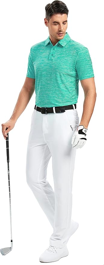 Damipow Premium Golf Shirts for Men Dry Fit Performance Polo Short Sleeve Collared Shirt