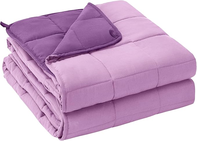 yescool Weighted Blanket for Adults (12 lbs, 60" x 80", Purple) Cooling Heavy Blanket for Sleeping Perfect for 110-130 lbs, Queen Size Breathable Blanket with Premium Glass Bead, Machine Washable