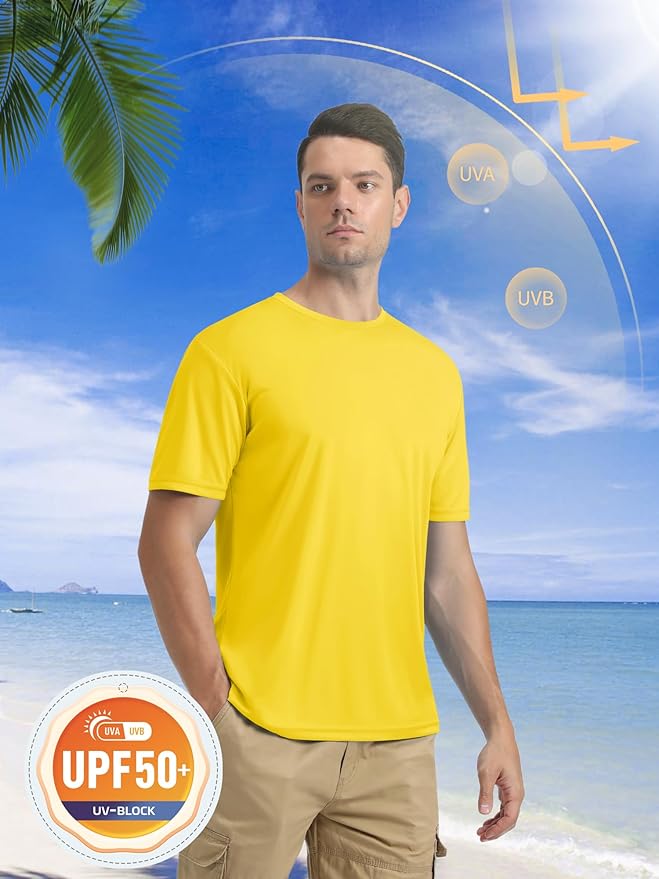 MAGCOMSEN Men's Short Sleeve UPF 50+ T-Shirt Quick Dry Rash Guard Athletic Running Swim Top Tee Performance Water Shirts