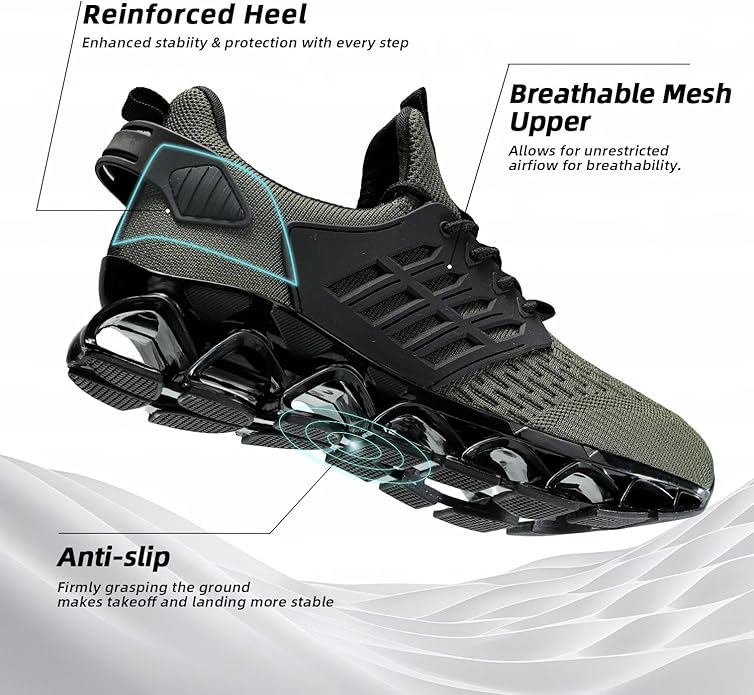 Mens Slip on Walking Running Shoes Blade Tennis Casual Fashion Sneakers Comfort Non Slip Work Sport Athletic Trainer