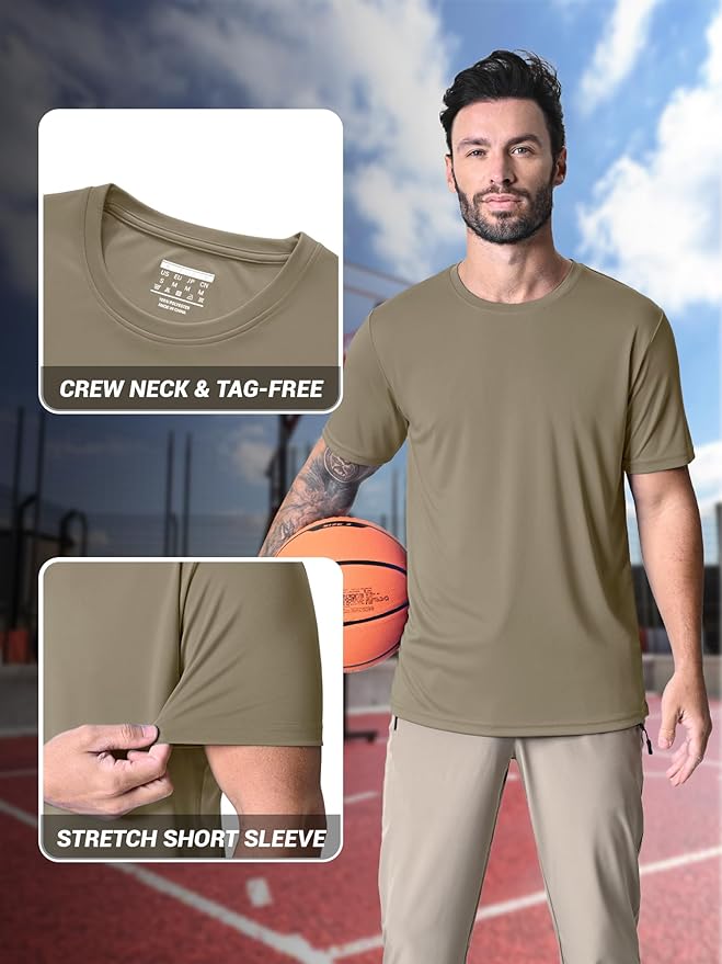 MAGCOMSEN Men's Short Sleeve UPF 50+ T-Shirt Quick Dry Rash Guard Athletic Running Swim Top Tee Performance Water Shirts