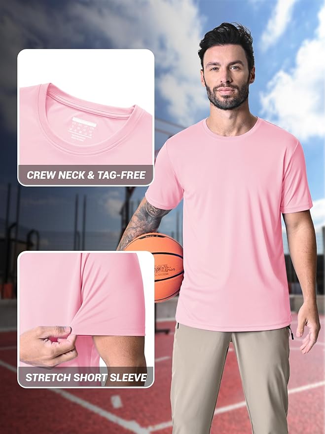 MAGCOMSEN Men's Short Sleeve UPF 50+ T-Shirt Quick Dry Rash Guard Athletic Running Swim Top Tee Performance Water Shirts