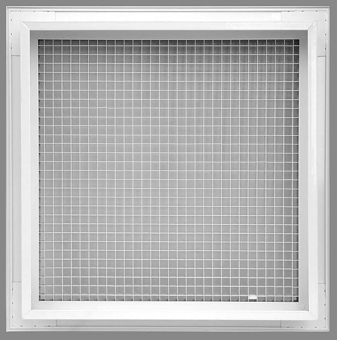 HVAC Premium 6'' x 18'' Cube Core Eggcrate Return Air Filter Grille for 1'' Filter - Aluminum - White [Outer Dimensions: 8.5'' x 20.5]