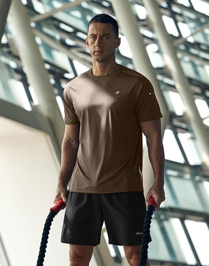 Pudolla Men's Workout Running T-Shirts Lightweight Quick Dry Athletic Gym Shirts for Men Short Sleeve Sport Tee Tops