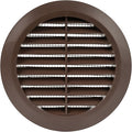 Brown 4" Inch Round Ventilation Grille with Insect mesh. (Duct 4Ø / Grille 5Ø) Ventilation Applications. Indoor and Outdoor Vent Cover. Available 3 Sizes / 4 Colors.