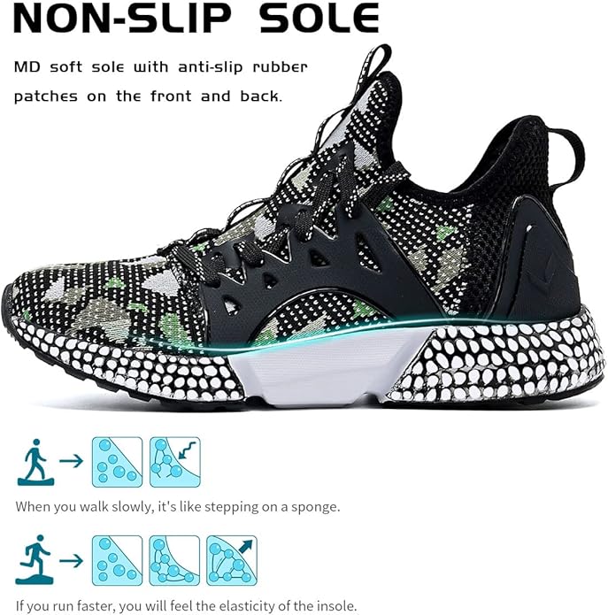WETIKE Boy's Shoes Mesh Slip on Lightweight Running Sneakers