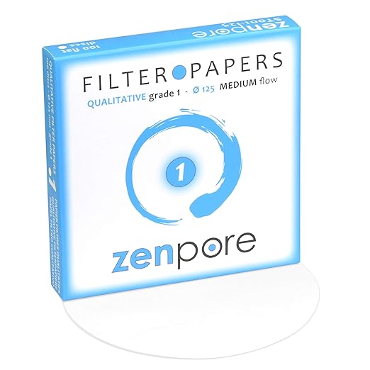 Filter Paper 12.5cm Lab Qualitative Filter Paper for Chemistry, Standard Qualitative Grade 1-Medium Flow 125mm(100 Discs)