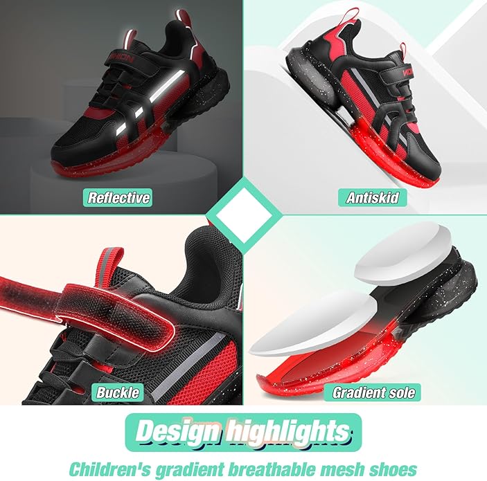 WETIKE Boy's Shoes Mesh Slip on Lightweight Running Sneakers