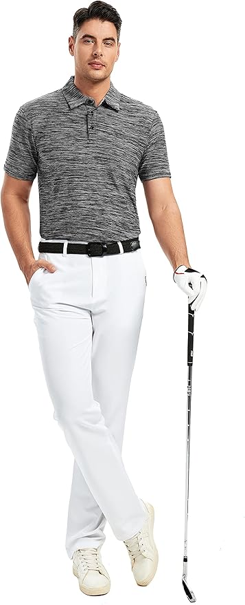 Damipow Premium Golf Shirts for Men Dry Fit Performance Polo Short Sleeve Collared Shirt