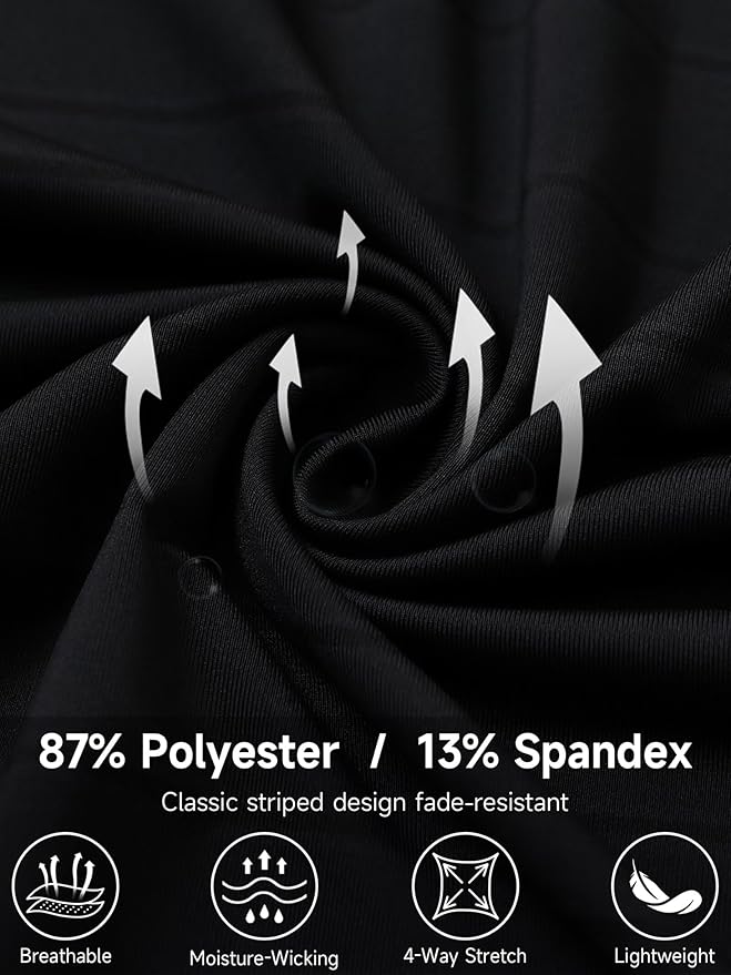 Rouen Polo Shirts for Men Dry Fit Performance Heather Stripe Golf Polo Moisture Wicking Lightweight Breathable Golf Shirts
