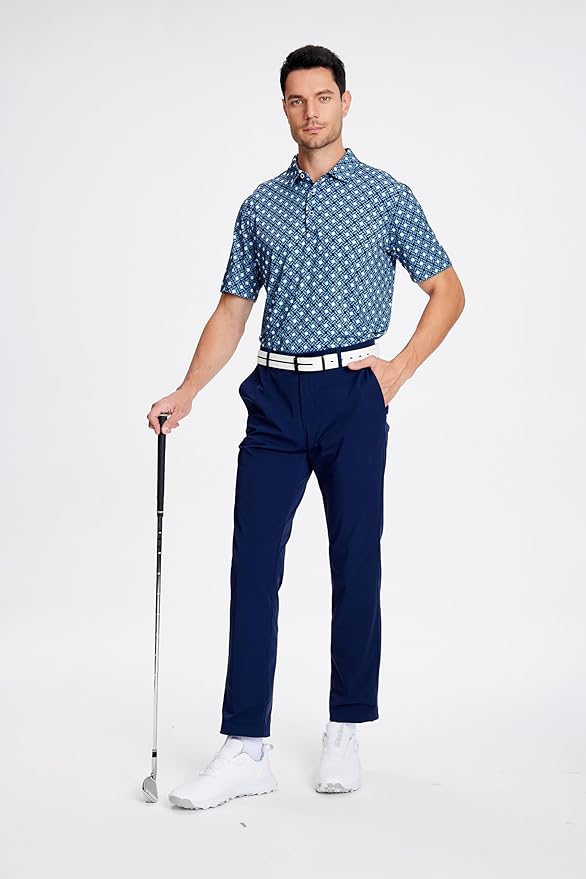 WARHORSEE Golf Polo Shirts for Men Short Sleeve Wrinkle Free 4 Way Stretch Moisture Wicking Performance Collared Tshirts