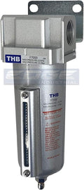 HEAVY DUTY HIGH FLOW COMPRESSED AIR IN-LINE PARTICULATE FILTER WITH METAL BOWL, 3/4" NPT PORTS, 140 CFM, VISIBLE SIGHT GLASS, 5 MICRON ELEMENT