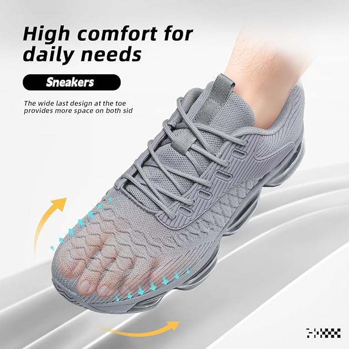 Mens Running Shoes Air Low Top Comfort Walking Lace Up Sneakers Breathable Fashion Tennis Sport Gym Fitness Cross Trainers