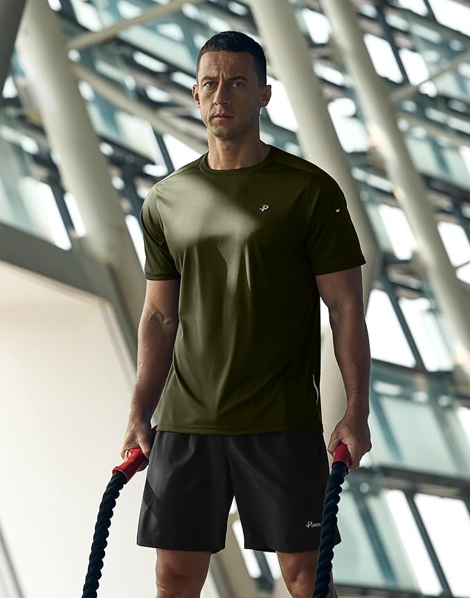 Pudolla Men's Workout Running T-Shirts Lightweight Quick Dry Athletic Gym Shirts for Men Short Sleeve Sport Tee Tops