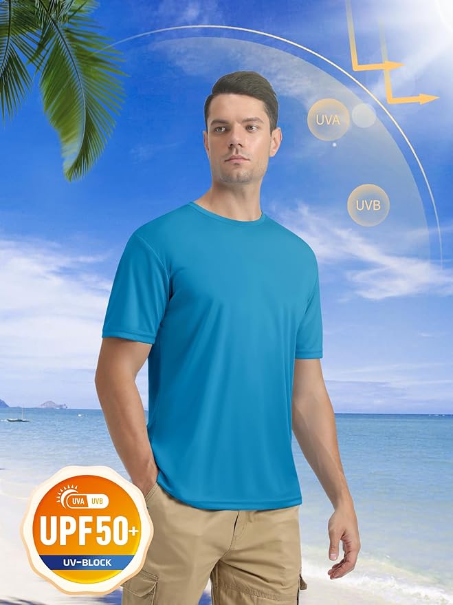 MAGCOMSEN Men's Short Sleeve UPF 50+ T-Shirt Quick Dry Rash Guard Athletic Running Swim Top Tee Performance Water Shirts