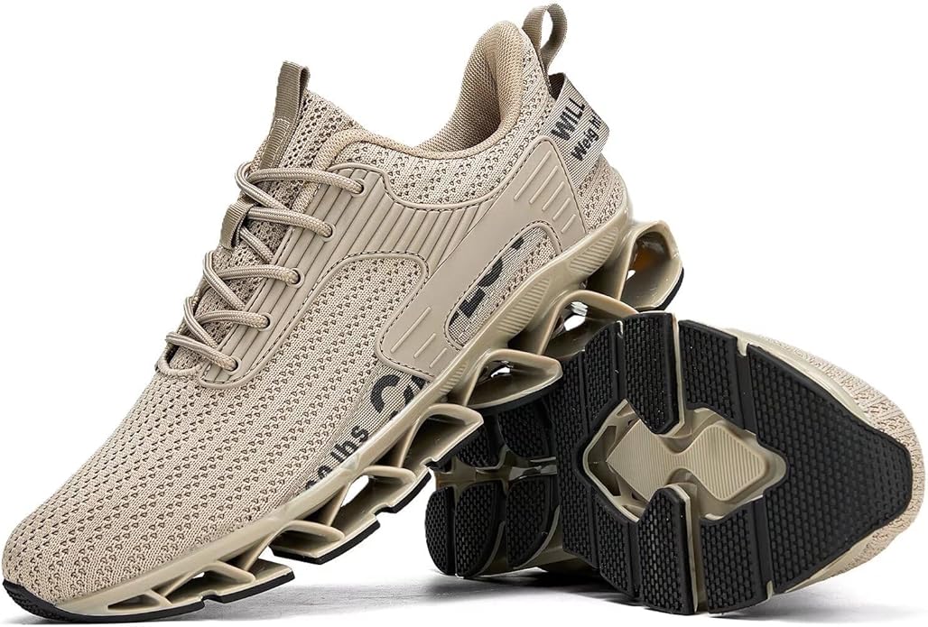 Vooncosir Men's Fashion Sneakers Breathable Mesh Running Shoes Blade Non Slip Soft Sole Casual Athletic Walking Shoes