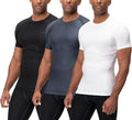DEVOPS 3 Pack Men's Cool Dry Short Sleeve Compression Shirts, Sports Baselayer T-Shirts Tops, Athletic Workout Shirt
