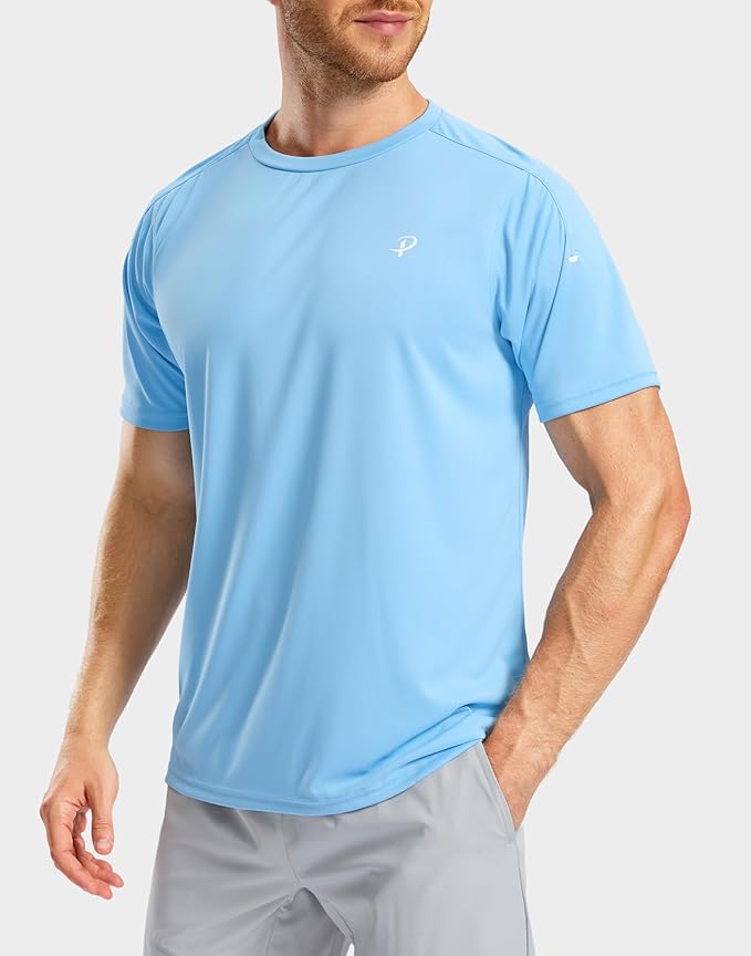 Pudolla Men's Workout Running T-Shirts Lightweight Quick Dry Athletic Gym Shirts for Men Short Sleeve Sport Tee Tops