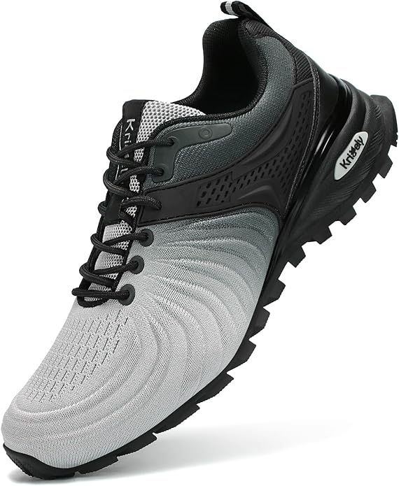 Kricely Men's Walking Shoes Breathable Lightweight Fashion Sneakers Non Slip Sport Gym Jogging Trail Running Shoes