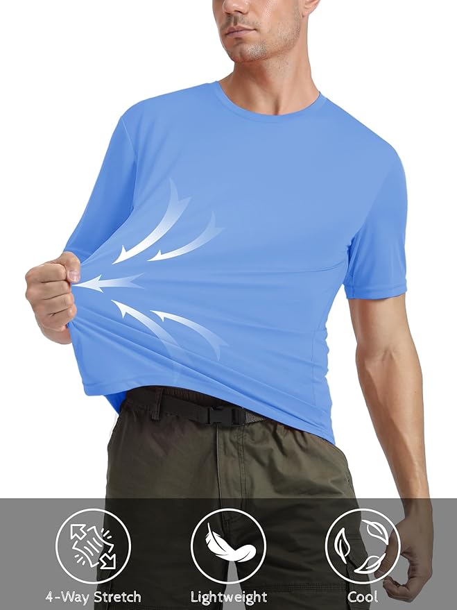 MAGCOMSEN Men's Short Sleeve UPF 50+ T-Shirt Quick Dry Rash Guard Athletic Running Swim Top Tee Performance Water Shirts