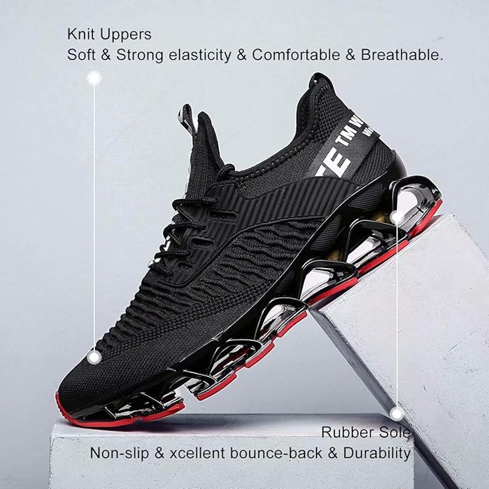 Vooncosir Men's Fashion Sneakers Breathable Mesh Running Shoes Blade Non Slip Soft Sole Casual Athletic Walking Shoes