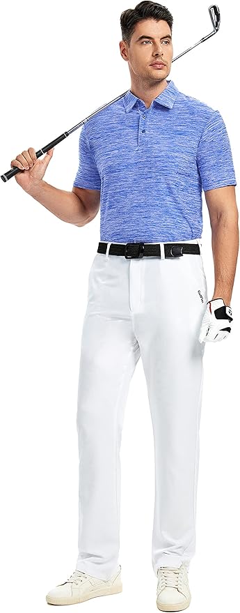 Damipow Premium Golf Shirts for Men Dry Fit Performance Polo Short Sleeve Collared Shirt