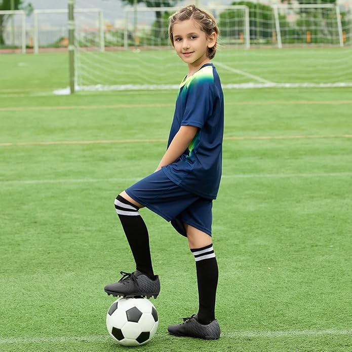 JABASIC Kids Outdoor Soccer Cleats Athletic Firm Ground Football Shoes