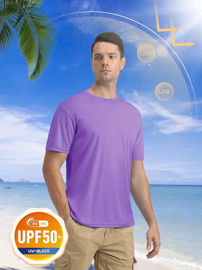 MAGCOMSEN Men's Short Sleeve UPF 50+ T-Shirt Quick Dry Rash Guard Athletic Running Swim Top Tee Performance Water Shirts
