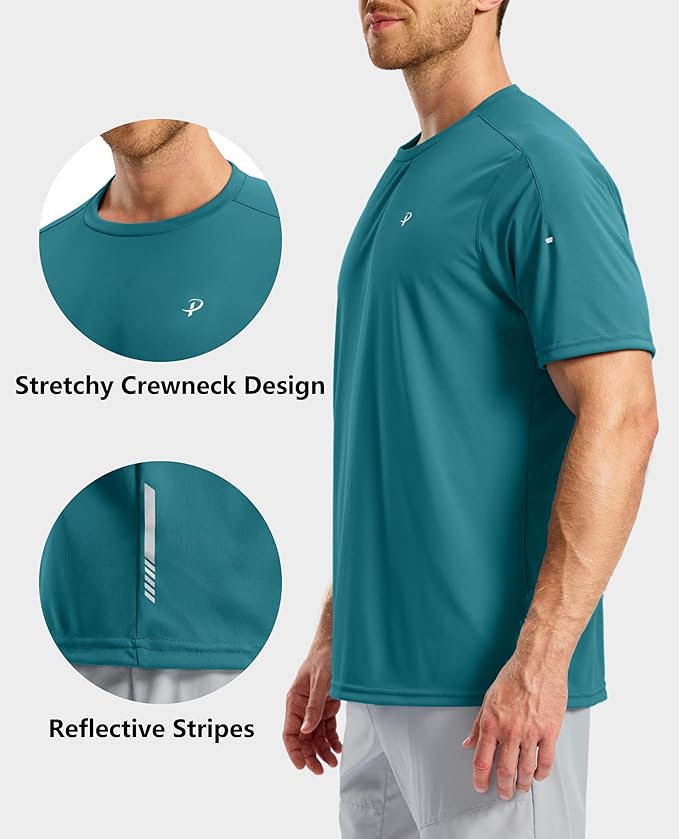 Pudolla Men's Workout Running T-Shirts Lightweight Quick Dry Athletic Gym Shirts for Men Short Sleeve Sport Tee Tops