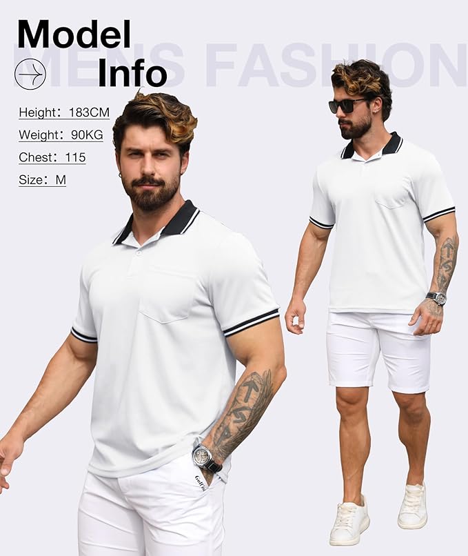 ZITY 3 Pack Men Polo Shirts Short Sleeve with Pocket Sport Wicking Shirts for Men Casual Athletic Collared T-Shirts