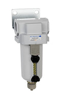 PneumaticPlus SAFM400-N06B-MEP Compressed Air Coalescing Filter, 0.1 Micron, 3/4" NPT - Metal Bowl, Manual Drain, Bracket