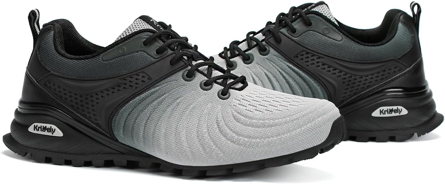 Kricely Men's Walking Shoes Breathable Lightweight Fashion Sneakers Non Slip Sport Gym Jogging Trail Running Shoes