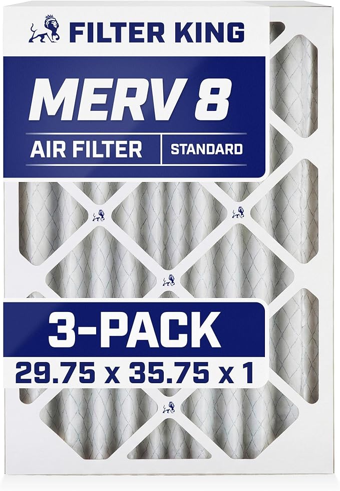 Filter King Air Filters 29.75x31.75x1 | 3-PACK | MERV 8 HVAC Pleated AC Furnace Filters | Actual Size 29.75 x 31.75 x .75