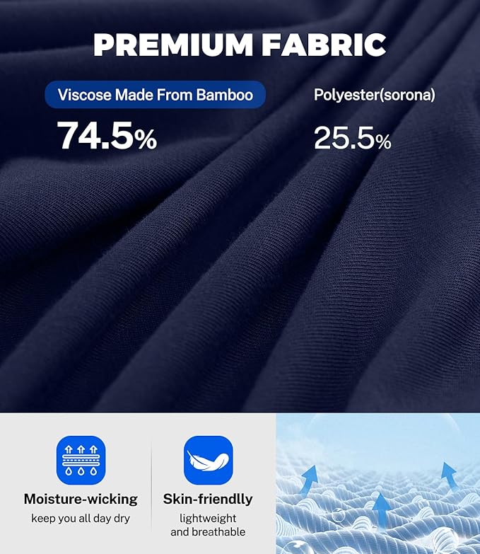 BAMBOO COOL Men's Polo Shirts Slim Fit Moisture Wicking Golf Shirts Performance Short Sleeve for Men