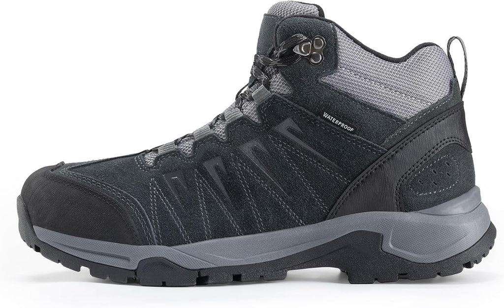 Men's Waterproof Hiking Boots Lightweight Comfortable Leather Mid Ankle Outdoor Trekking Boot